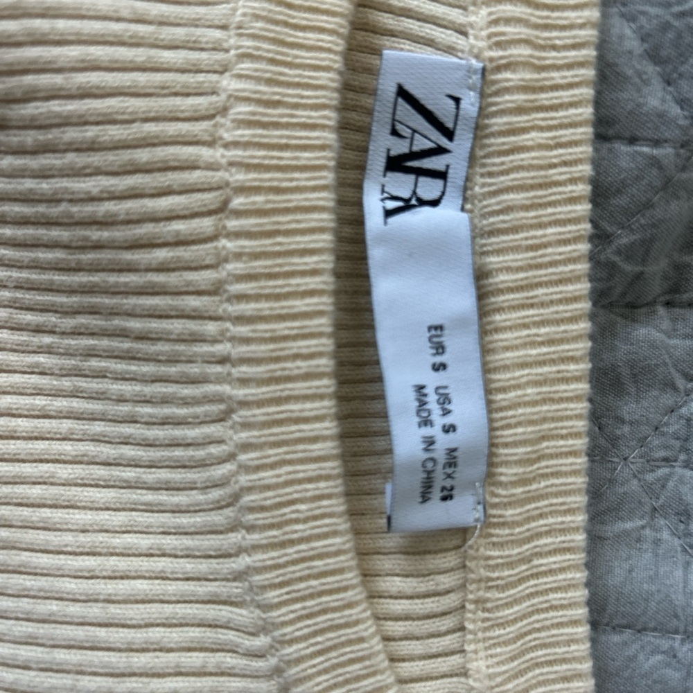 Cream Ribbed Knit Sweater - Picture 2 of 2